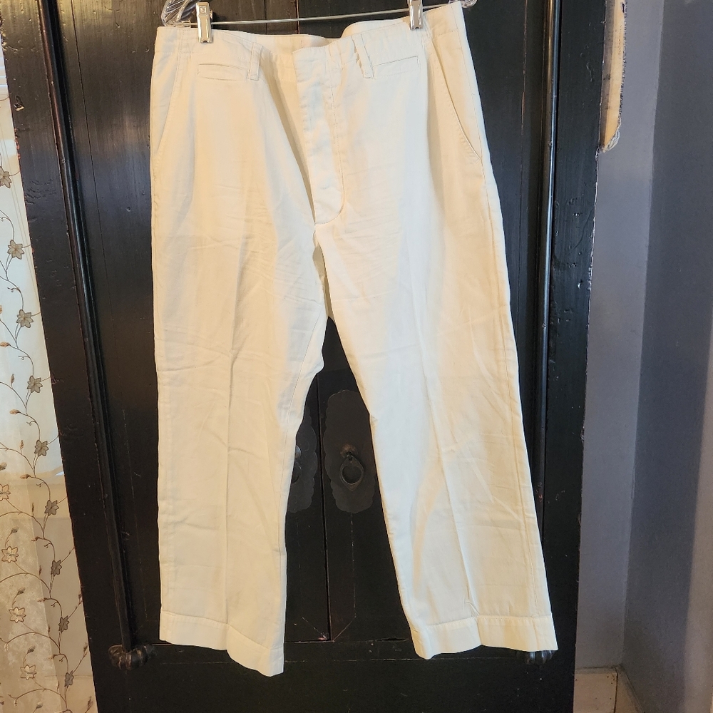 Frame Pants, White, Cotton, Cropped, Le Tomboy Trouser, Cuffed, Sz 32 EUC Summer